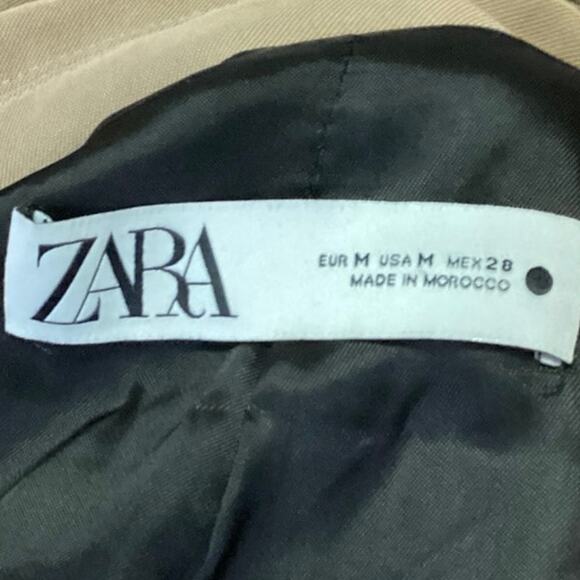 Zara Brown Tan One Button Notch Collar Long Sleeve Blazer Coat Jacket Size M - Picture 4 of 4